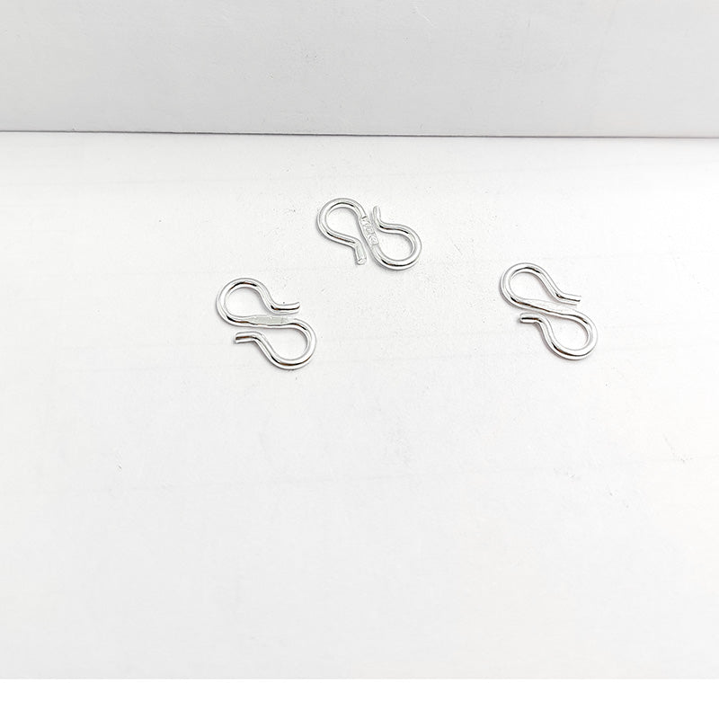 Silver Overlay Over Copper S Hook clasp handcrafted in India with polished finish.