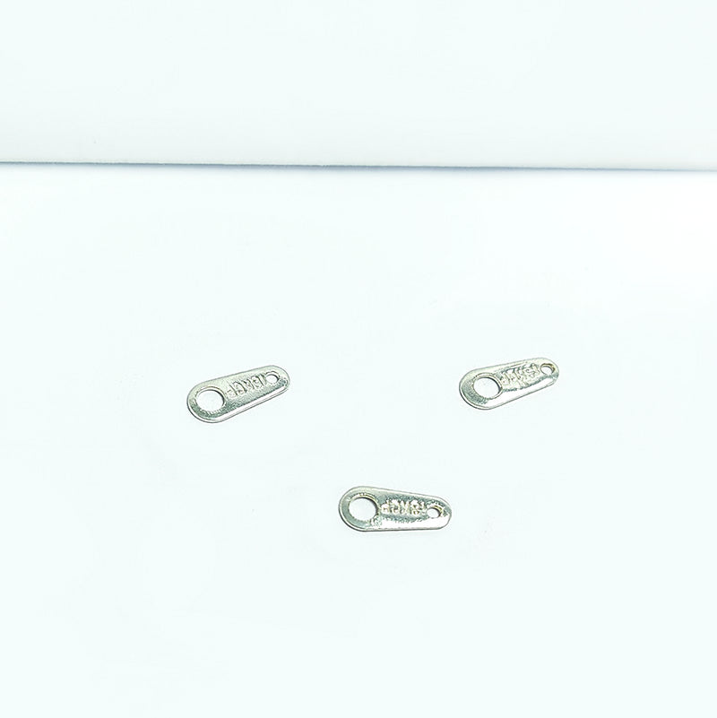 Silver Overlay Over Copper chain tab connector handcrafted in India with polished finish.