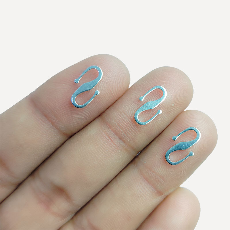 Silver Overlay Over Copper S Hook clasp handcrafted in India with smooth polished finish.