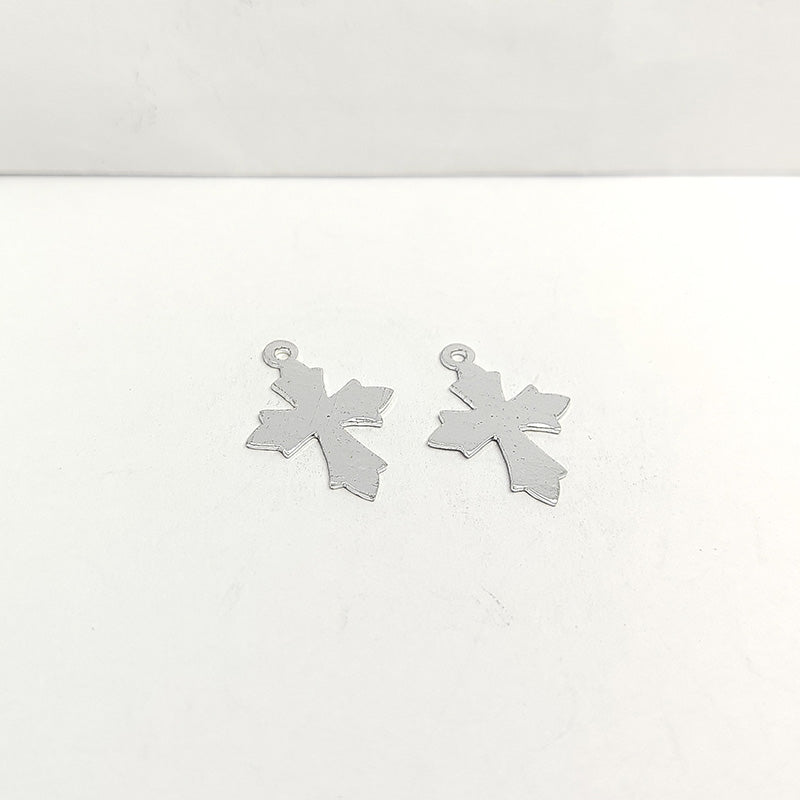 Silver Overlay Over Copper cross pendant handcrafted in India with smooth matte finish.