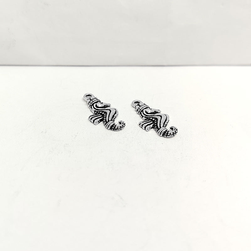 Silver Overlay seahorse pendant handcrafted in India with oxidized finish, perfect for nautical and DIY jewelry designs.