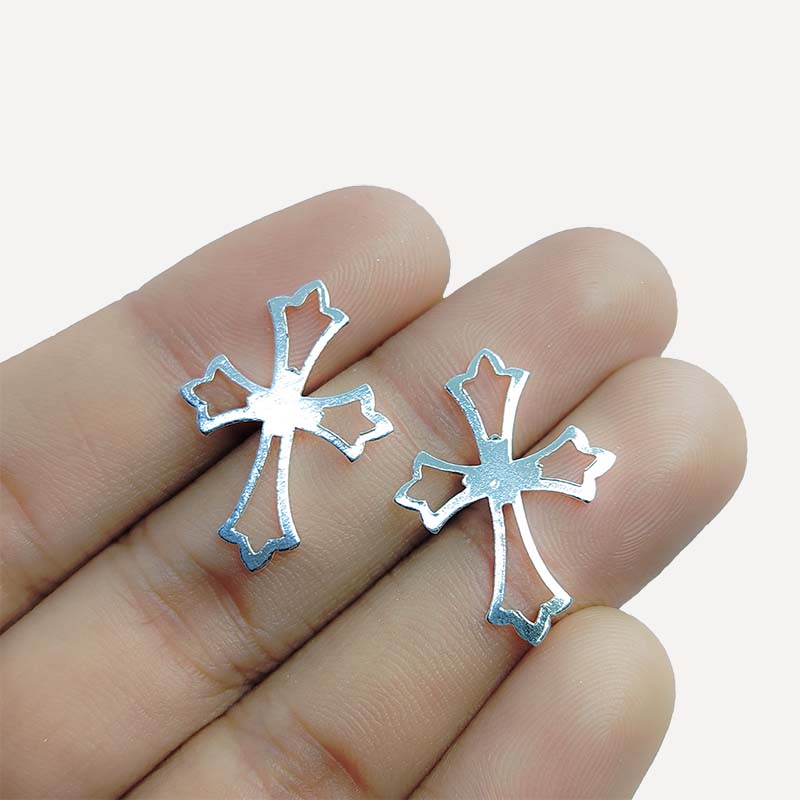 Silver Overlay cross pendant handcrafted in India with oxidized finish for religious and spiritual jewelry designs.