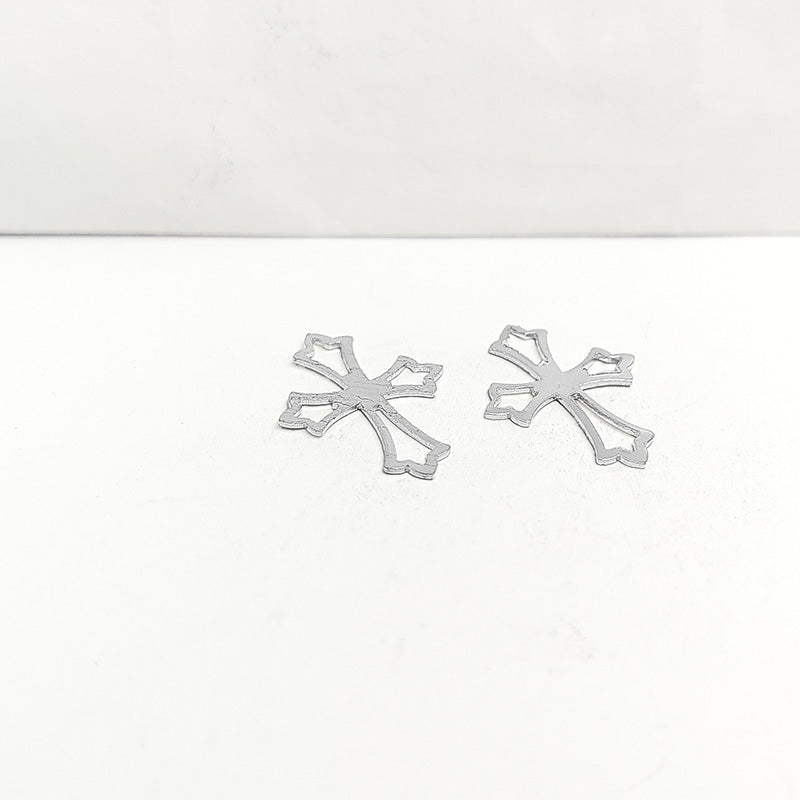 Silver Overlay cross pendant handcrafted in India with oxidized finish for religious and spiritual jewelry designs.
