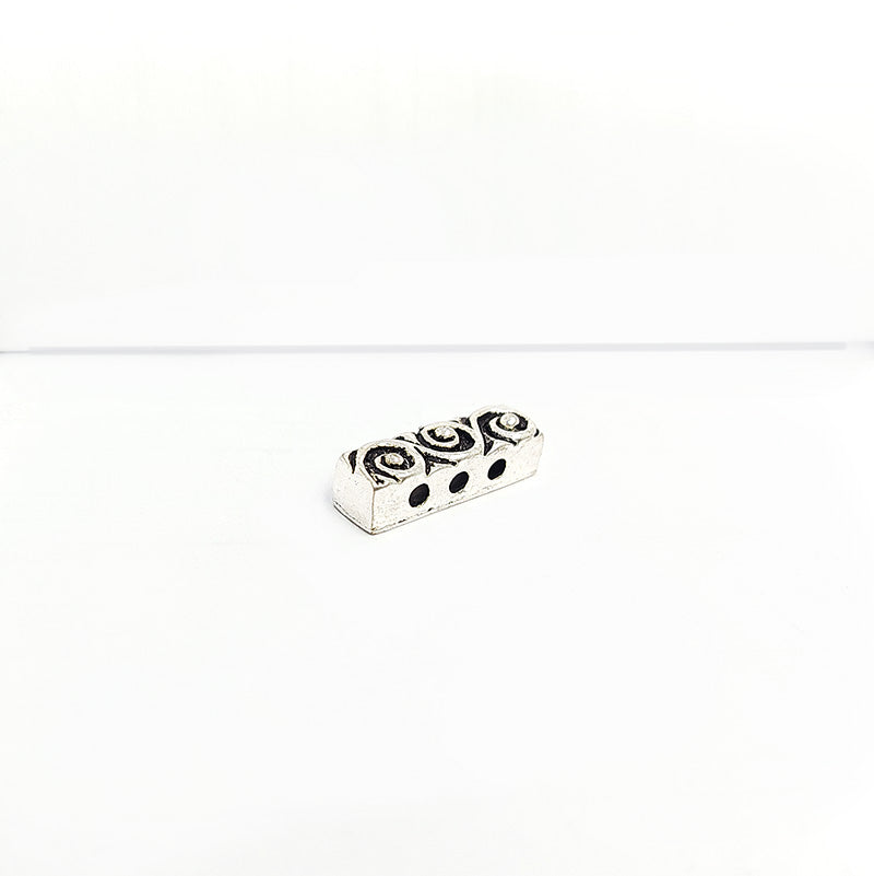 Silver Overlay Over Copper handcrafted spiral design spacer bar from India with antique silver finish