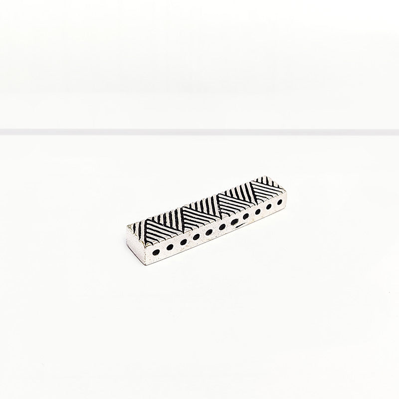 Silver Overlay Over Copper handcrafted geometrical spacer bar with 11 holes from India for multi strand jewelry
