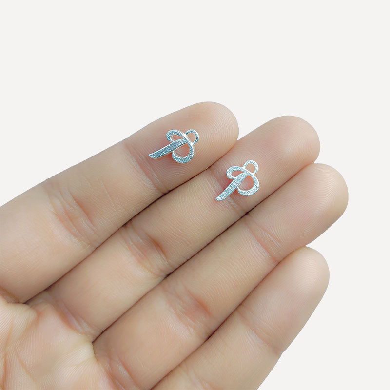 Handcrafted Silver Overlay Over Copper alphabet “P” charm from India with polished textured finish for handmade personalized jewelry.