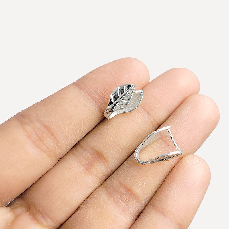 Handcrafted Silver Overlay Over Copper leaf pendant bail from India with polished silver finish for handmade jewelry designs.