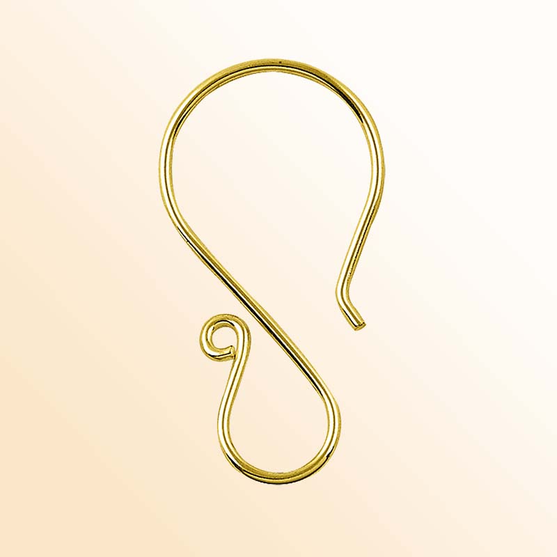 Elegant 18K Gold Overlay Earwire For Earrings With Curved Swirl Design Handcrafted In India