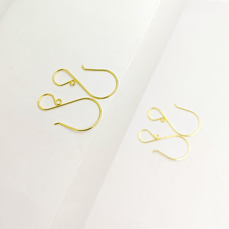Elegant 18K Gold Overlay Earwire For Earrings With Curved Swirl Design Handcrafted In India