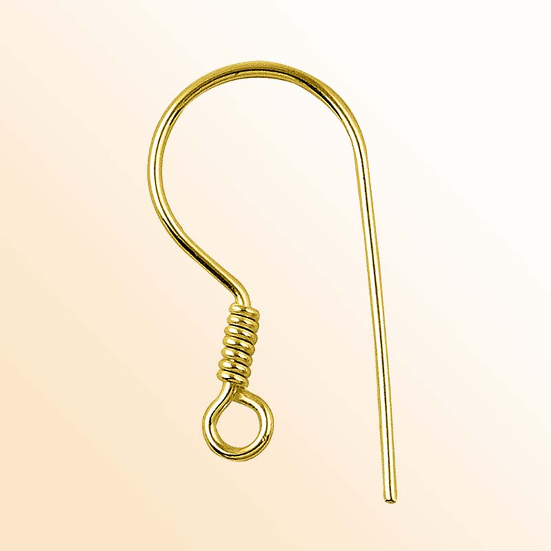 Elegant 18K Gold Overlay India Coil Earwire For Earrings With Polished Finish Handcrafted In India