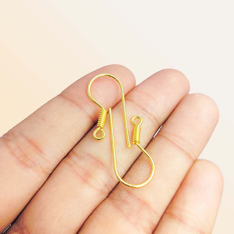 Elegant 18K Gold Overlay India Coil Earwire For Earrings With Polished Finish Handcrafted In India