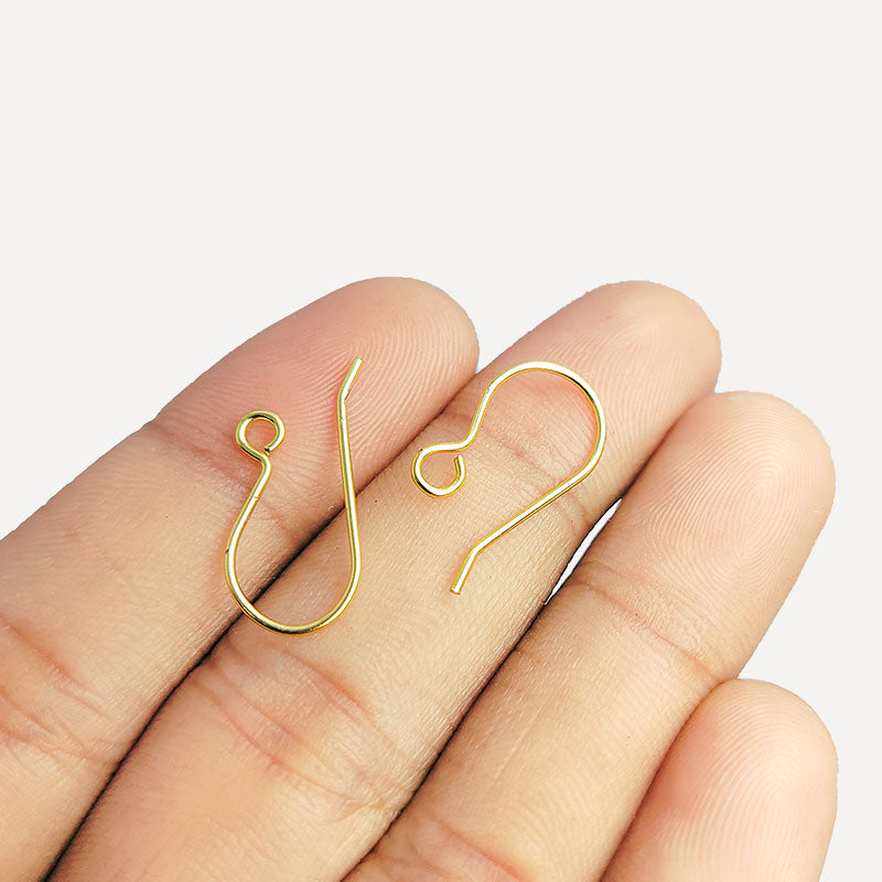 Elegant 18K Gold Overlay India Hook Earwire For Earrings With Smooth Polished Finish Handcrafted In India