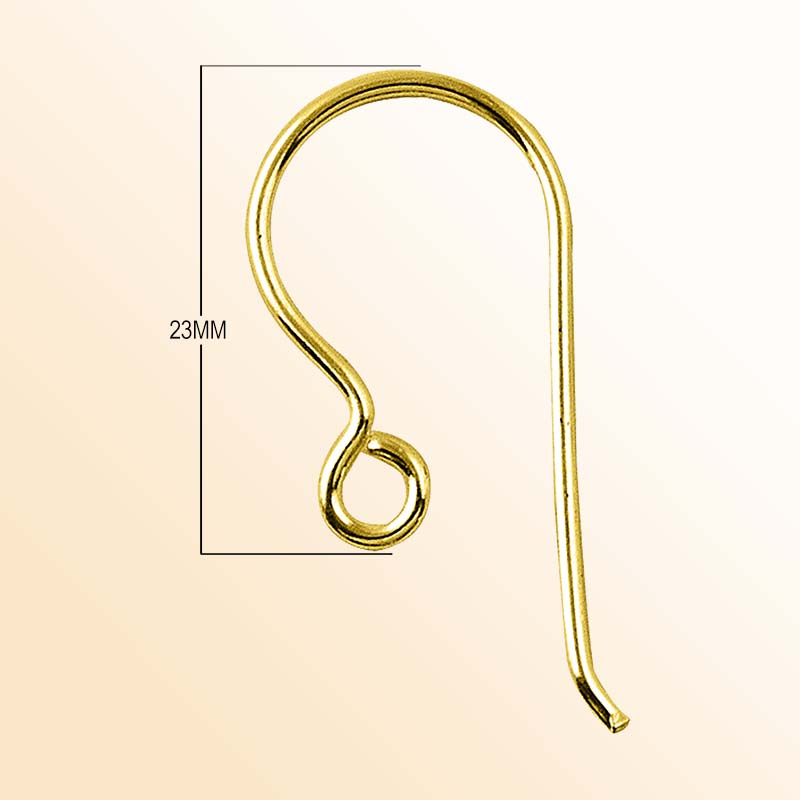 Elegant 18K Gold Overlay India Hook Earwire For Earrings With Smooth Polished Finish Handcrafted In India