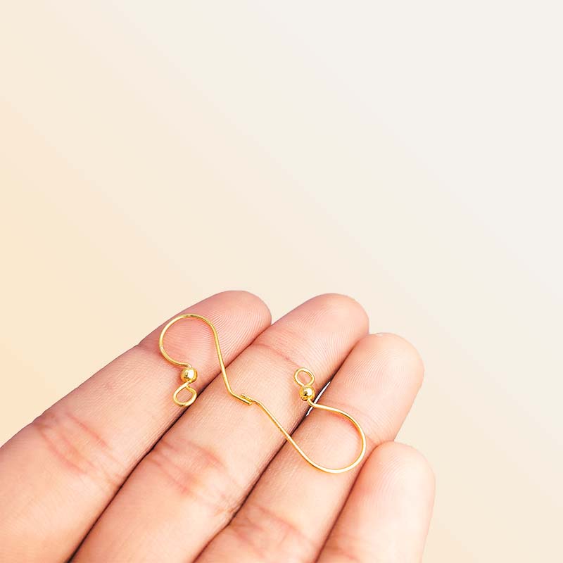 Elegant 18K Gold Overlay India Bead Earwire For Earrings With Polished Finish Handcrafted In India