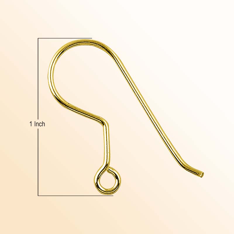 Elegant 18K Gold Overlay India Plain Hook Earwire For Earrings With Smooth Polished Finish Handcrafted In India