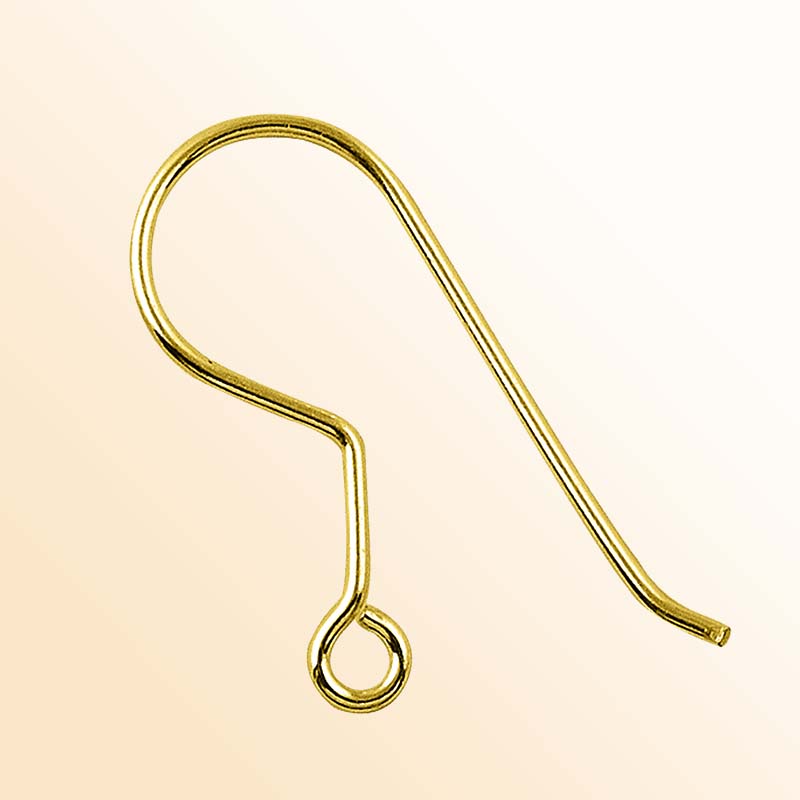 Elegant 18K Gold Overlay India Plain Hook Earwire For Earrings With Smooth Polished Finish Handcrafted In India