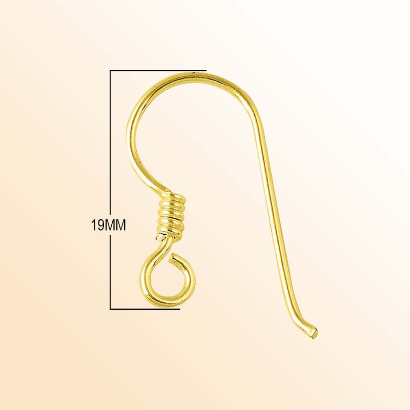 Elegant 18K Gold Overlay India Coil Hook Earwire For Earrings With Polished Finish Handcrafted In India