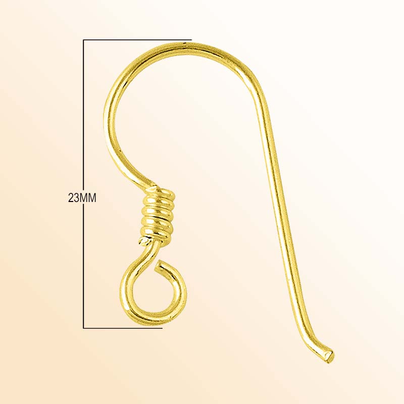 Elegant 18K Gold Overlay India Coil Hook Earwire For Earrings With Polished Finish Handcrafted In India