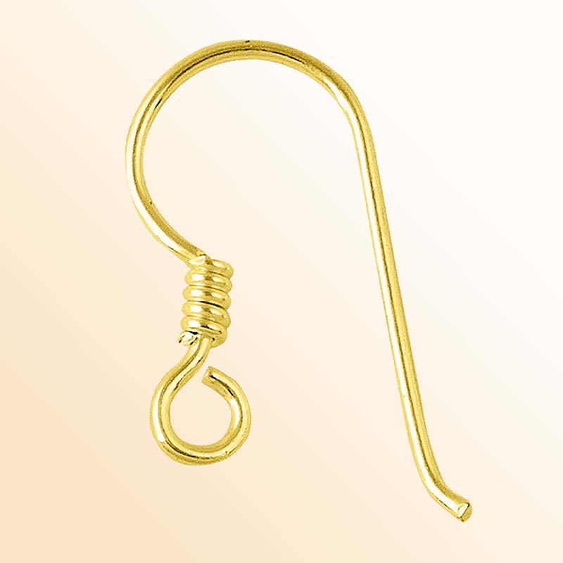 Elegant 18K Gold Overlay India Coil Hook Earwire For Earrings With Polished Finish Handcrafted In India