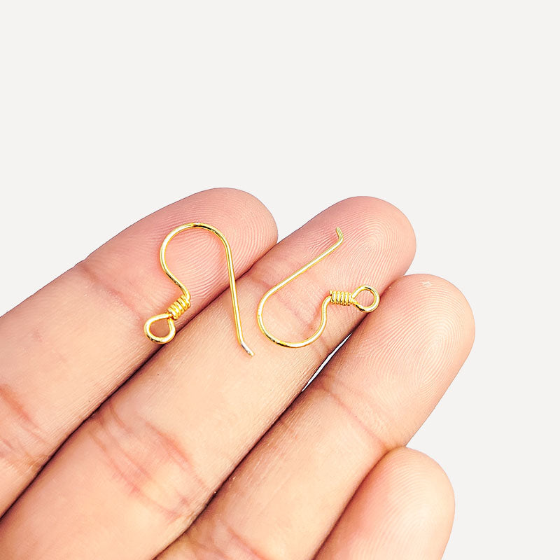 Elegant 18K Gold Overlay India Coil Hook Earwire For Earrings With Polished Finish Handcrafted In India