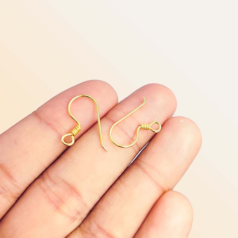 Elegant 18K Gold Overlay India Coil Hook Earwire For Earrings With Polished Finish Handcrafted In India