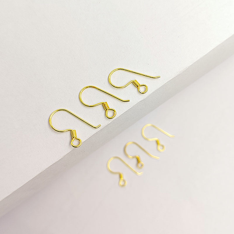 Elegant 18K Gold Overlay India Coil Hook Earwire For Earrings With Polished Finish Handcrafted In India