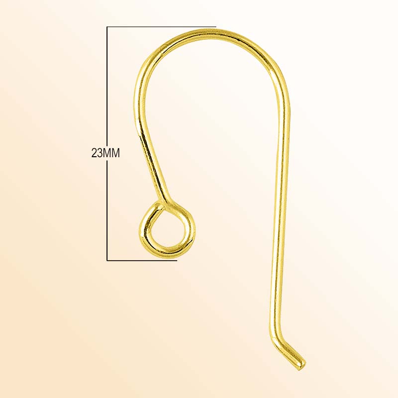 Elegant 18K Gold Overlay India Smooth Hook Earwire For Earrings With Polished Finish Handcrafted In India