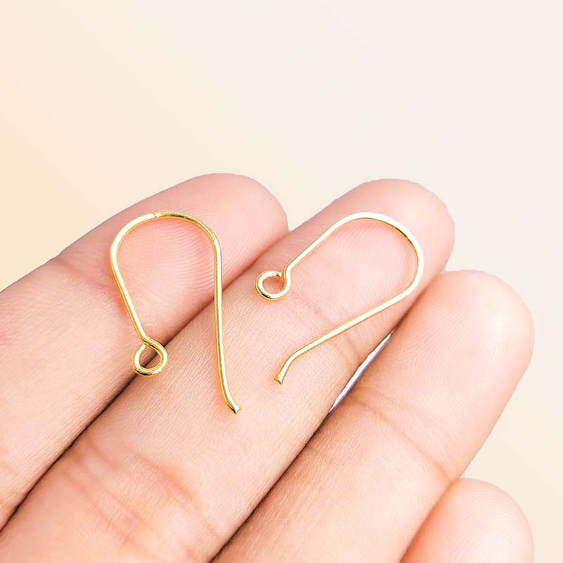 Elegant 18K Gold Overlay India Smooth Hook Earwire For Earrings With Polished Finish Handcrafted In India
