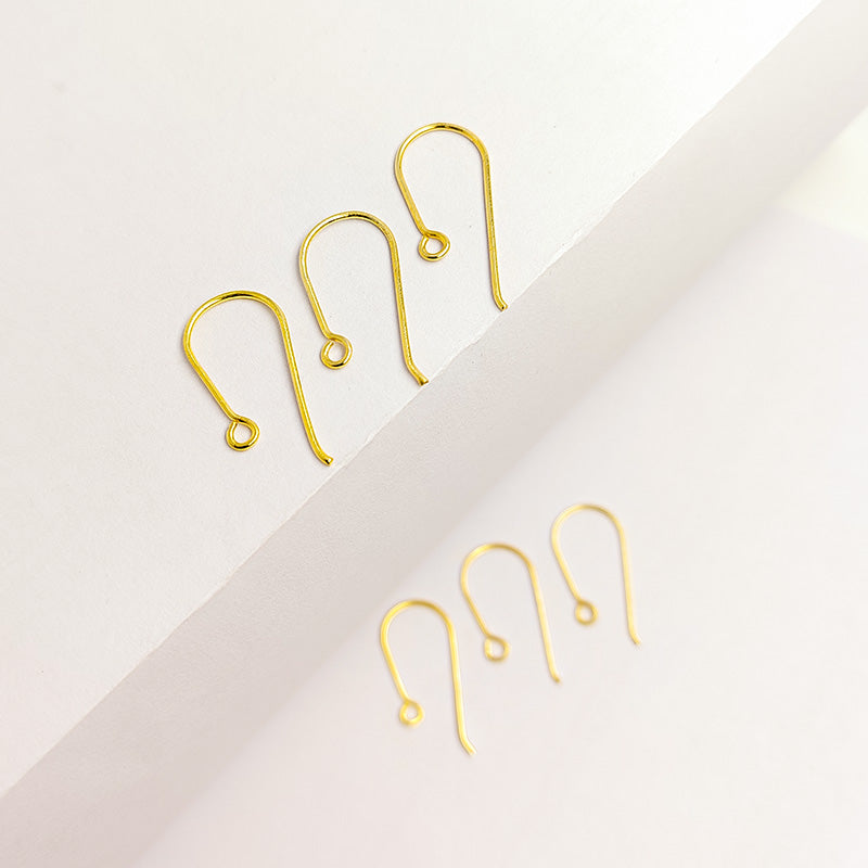 Elegant 18K Gold Overlay India Smooth Hook Earwire For Earrings With Polished Finish Handcrafted In India