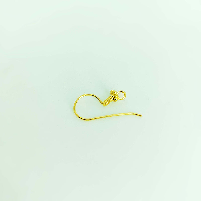 Elegant 18K Gold Overlay India Granulated Coil Earwire For Earrings With Polished Finish Handcrafted In India