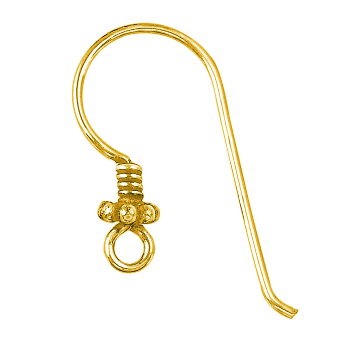Elegant 18K Gold Overlay India Granulated Coil Earwire For Earrings With Polished Finish Handcrafted In India