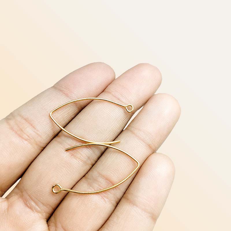 Elegant 18K Gold Overlay India Marquise Earwire For Earrings With Polished Finish Handcrafted In India