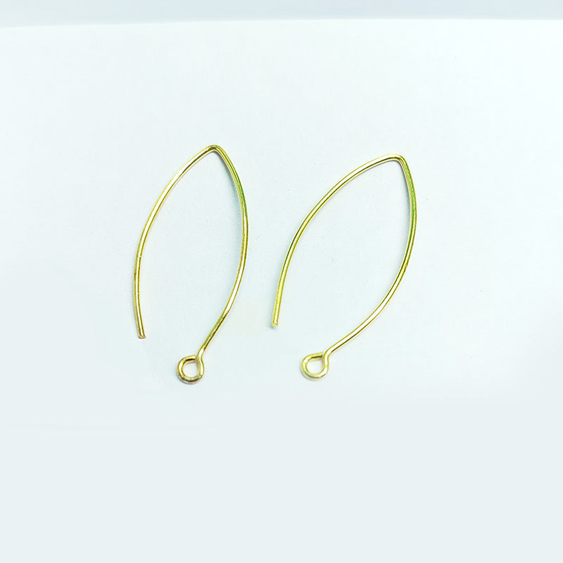 Elegant 18K Gold Overlay India Marquise Earwire For Earrings With Polished Finish Handcrafted In India