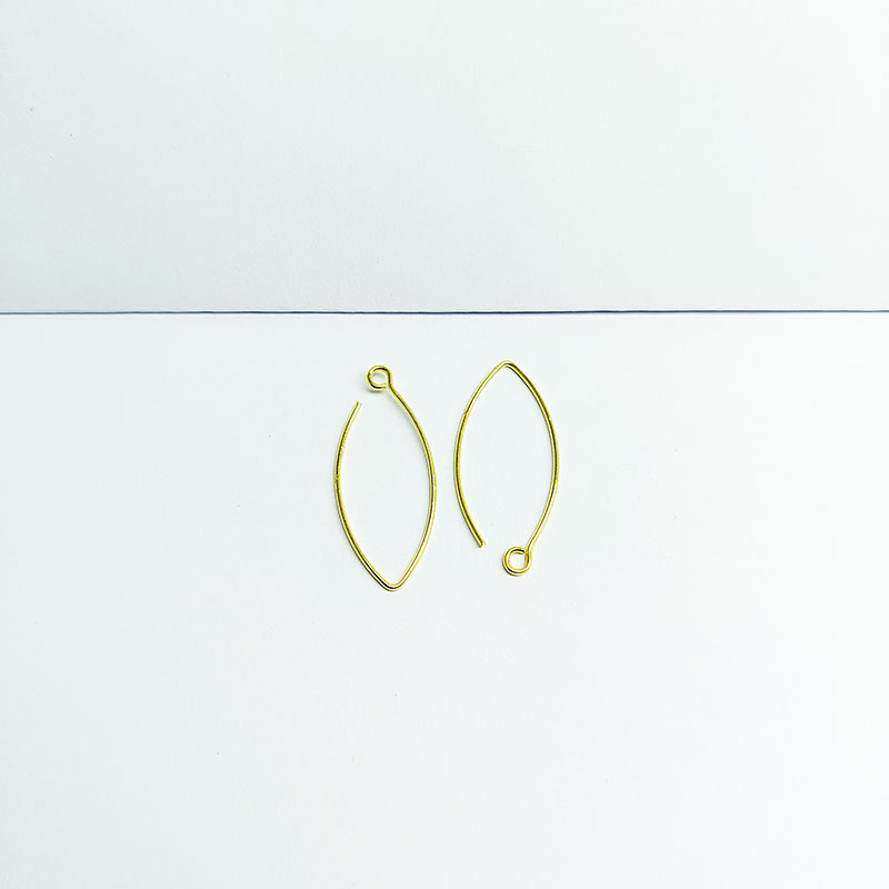 Elegant 18K Gold Overlay India Marquise Earwire For Earrings With Polished Finish Handcrafted In India