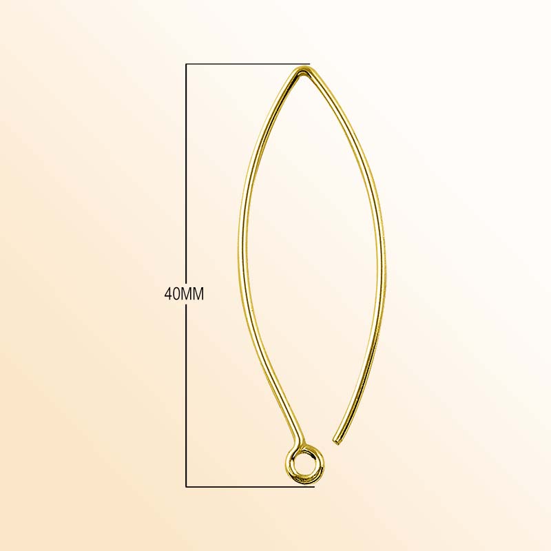 Elegant 18K Gold Overlay India Marquise Earwire For Earrings With Polished Finish Handcrafted In India