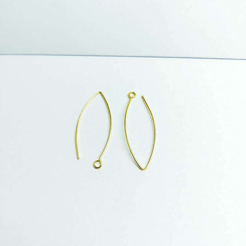 Elegant 18K Gold Overlay India Marquise Earwire For Earrings With Polished Finish Handcrafted In India