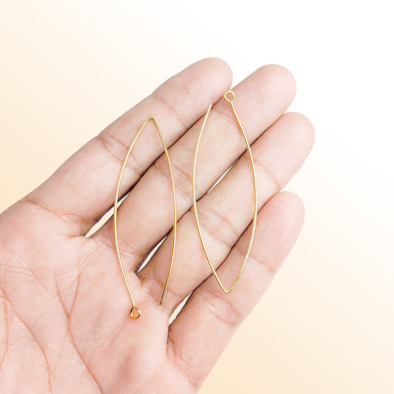 Elegant 18K Gold Overlay India Marquise Earwire For Earrings With Polished Finish Handcrafted In India