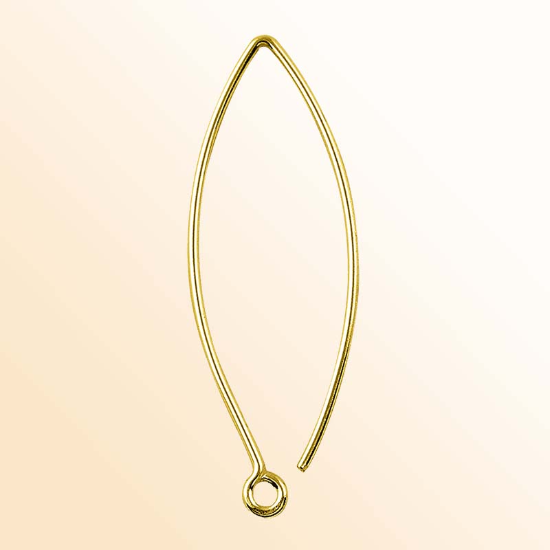Elegant 18K Gold Overlay India Marquise Earwire For Earrings With Polished Finish Handcrafted In India