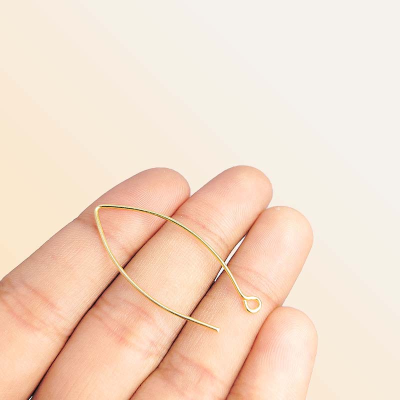 Elegant 18K Gold Overlay India Marquise Earwire For Earrings With Polished Finish Handcrafted In India