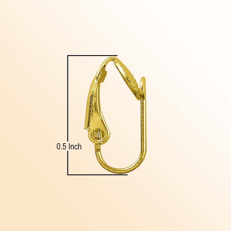 Elegant 18K Gold Overlay India Clip Leverback Earwire For Earrings With Polished Finish Handcrafted In India