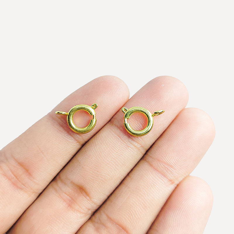 Elegant 18K Gold Overlay India Spring Ring Clasp For Jewelry With Polished Finish Handcrafted In India