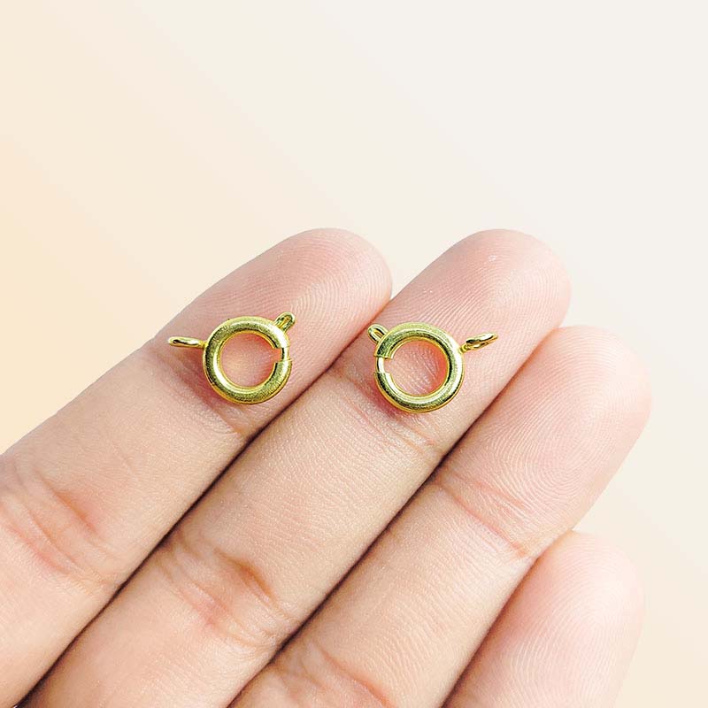 Elegant 18K Gold Overlay India Spring Ring Clasp For Jewelry With Polished Finish Handcrafted In India