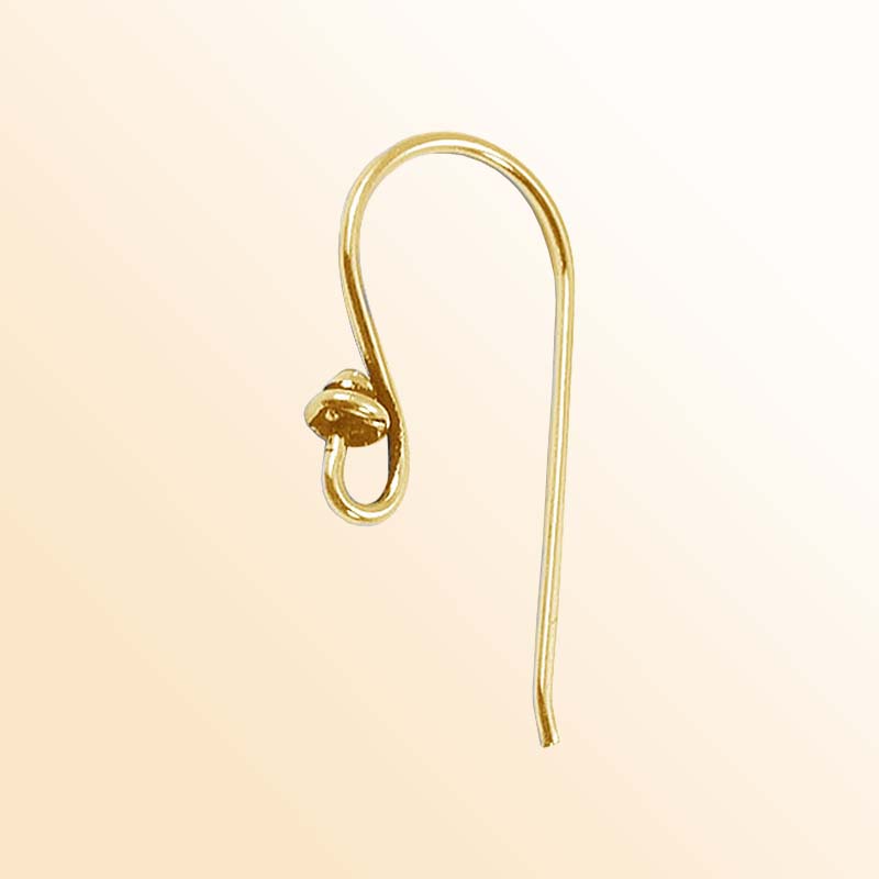 Elegant 18K Gold Overlay India Earwire With Bead Accent For Jewelry Handcrafted In India