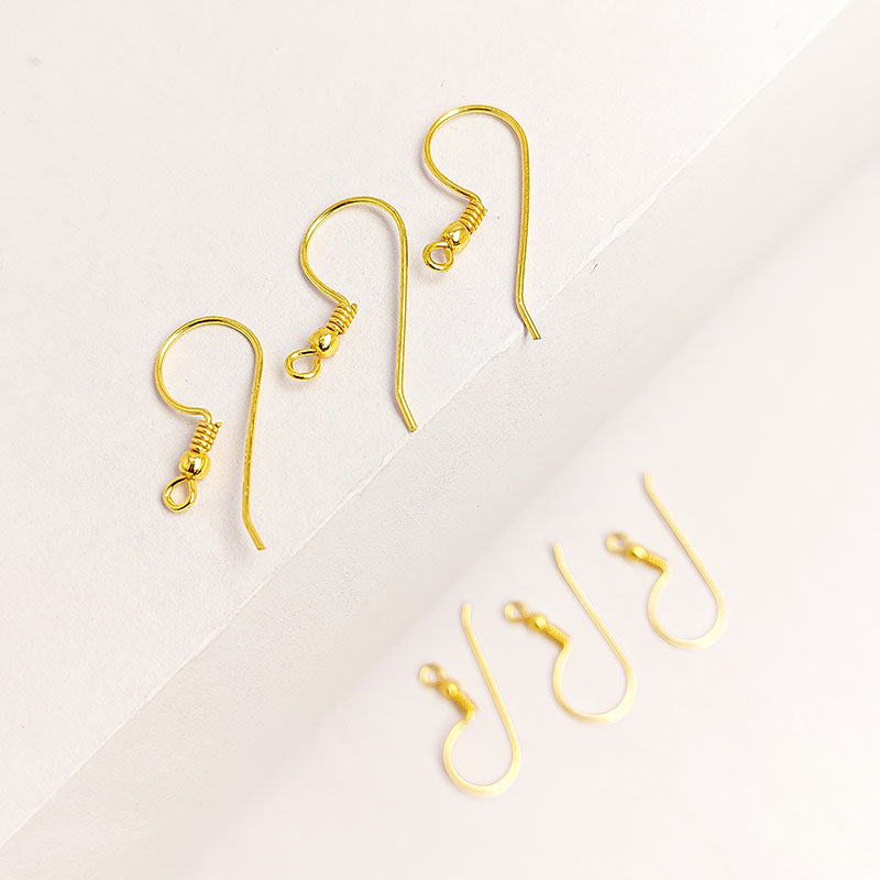 Elegant 18K Gold Overlay India Earwire With Ball And Coil Accent For Designer Jewelry Handcrafted In India