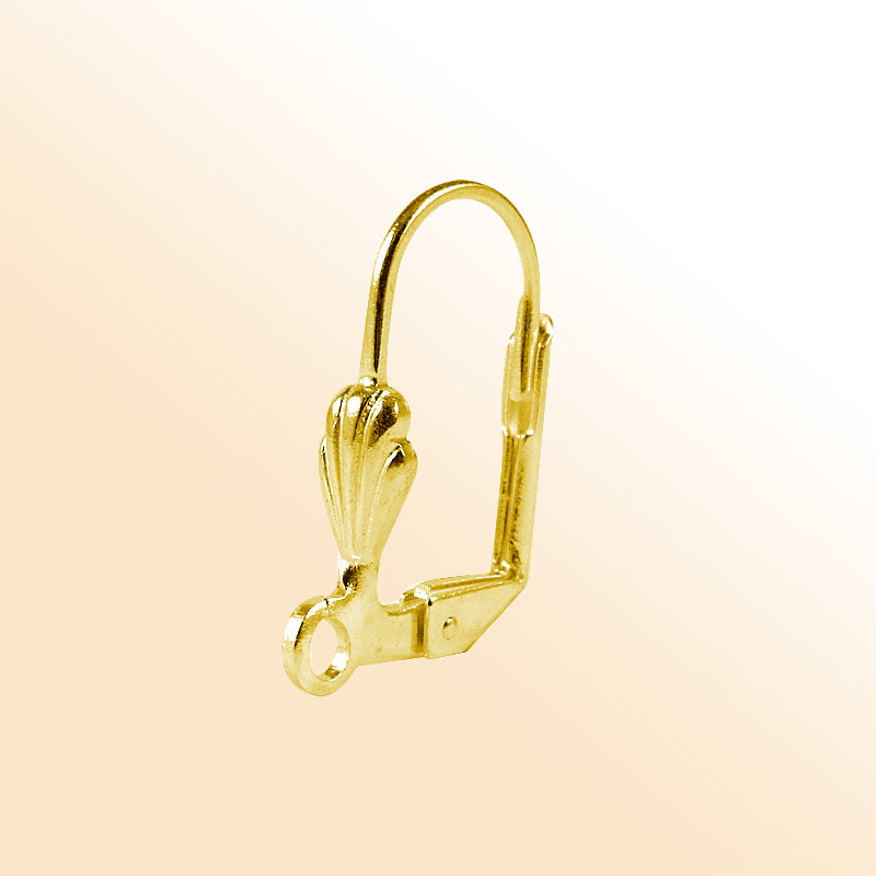 Elegant 18K Gold Overlay India Leverback Earwire With Shell Motif For Designer Earrings Handcrafted In India