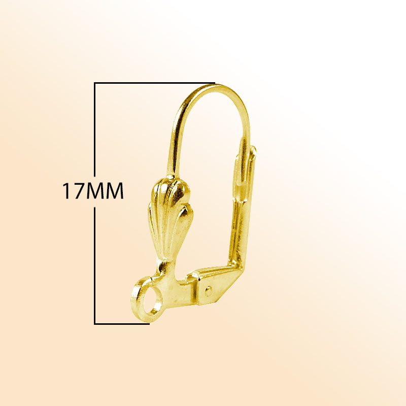 Elegant 18K Gold Overlay India Leverback Earwire With Shell Motif For Designer Earrings Handcrafted In India
