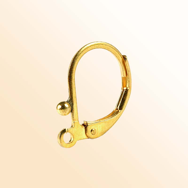 Elegant 18K Gold Overlay India Leverback Earwire With Bead Accent For Designer Earrings Handcrafted In India