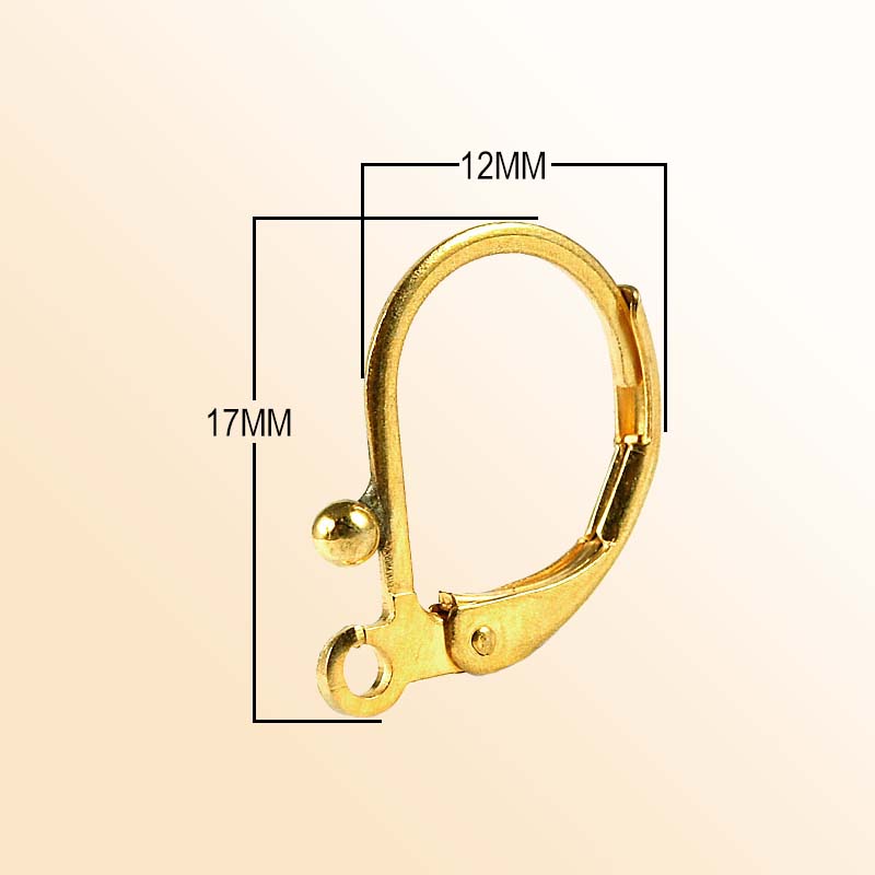 Elegant 18K Gold Overlay India Leverback Earwire With Bead Accent For Designer Earrings Handcrafted In India