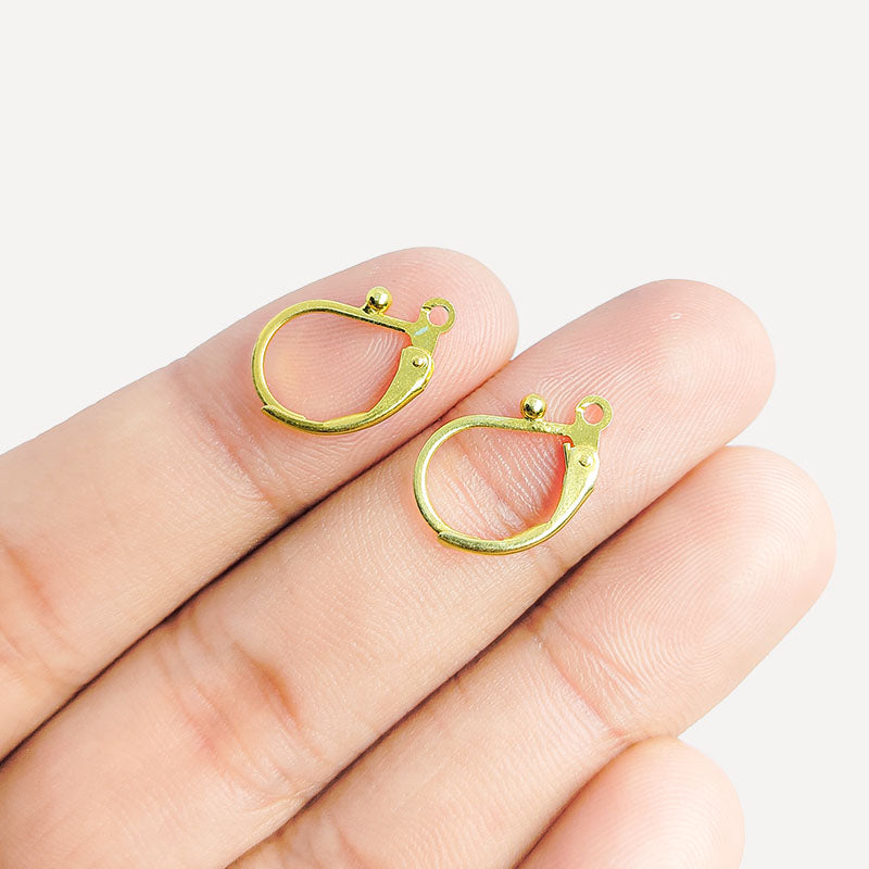 Elegant 18K Gold Overlay India Leverback Earwire With Bead Accent For Designer Earrings Handcrafted In India