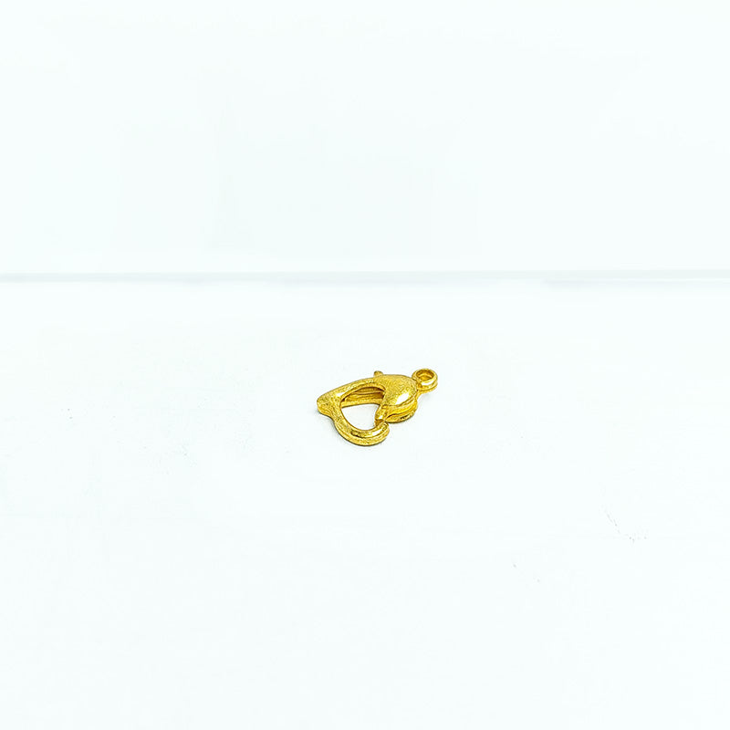 Handmade 18K gold overlay over copper heart shape lobster clasp from India with polished finish for jewelry making.